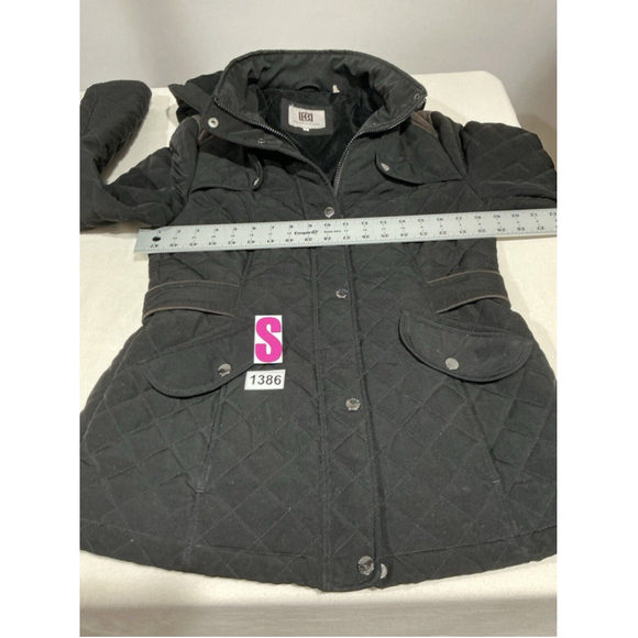 Womans Laundry By Design Black Small Quilted Hooded Coat - Picture 7 of 9